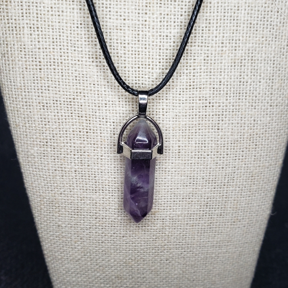 Amethyst double point necklace
